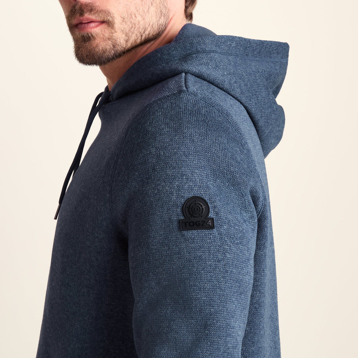 Mosby Mens Supersoft Knitlook Fleece Hoody - Smokey Blue Melange - Image 6
