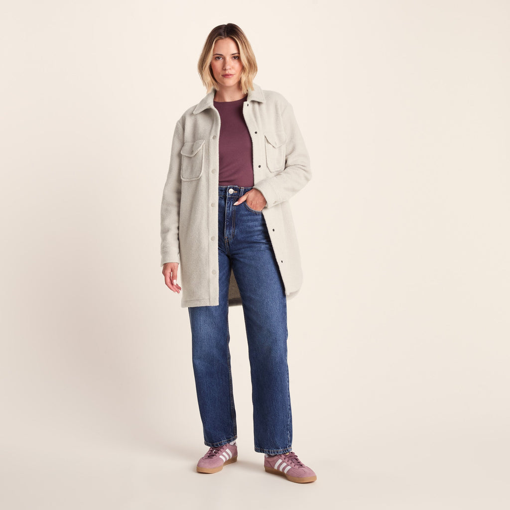 Nayla Womens Long Shacket - Warm Cloud - Image 3