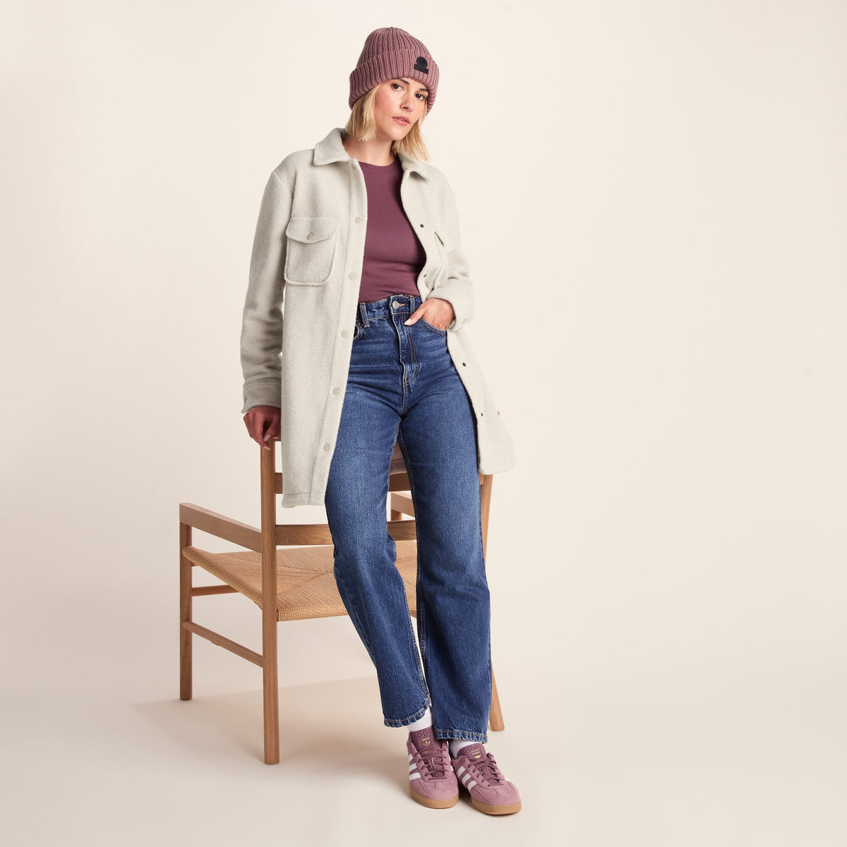 Nayla Womens Long Shacket - Warm Cloud - Image 4