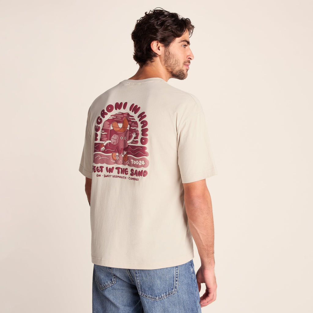 Negroni Mens Relaxed Fit 100% Cotton Supersoft Hattie Clark T-Shirt - Warm Cloud - Image 2