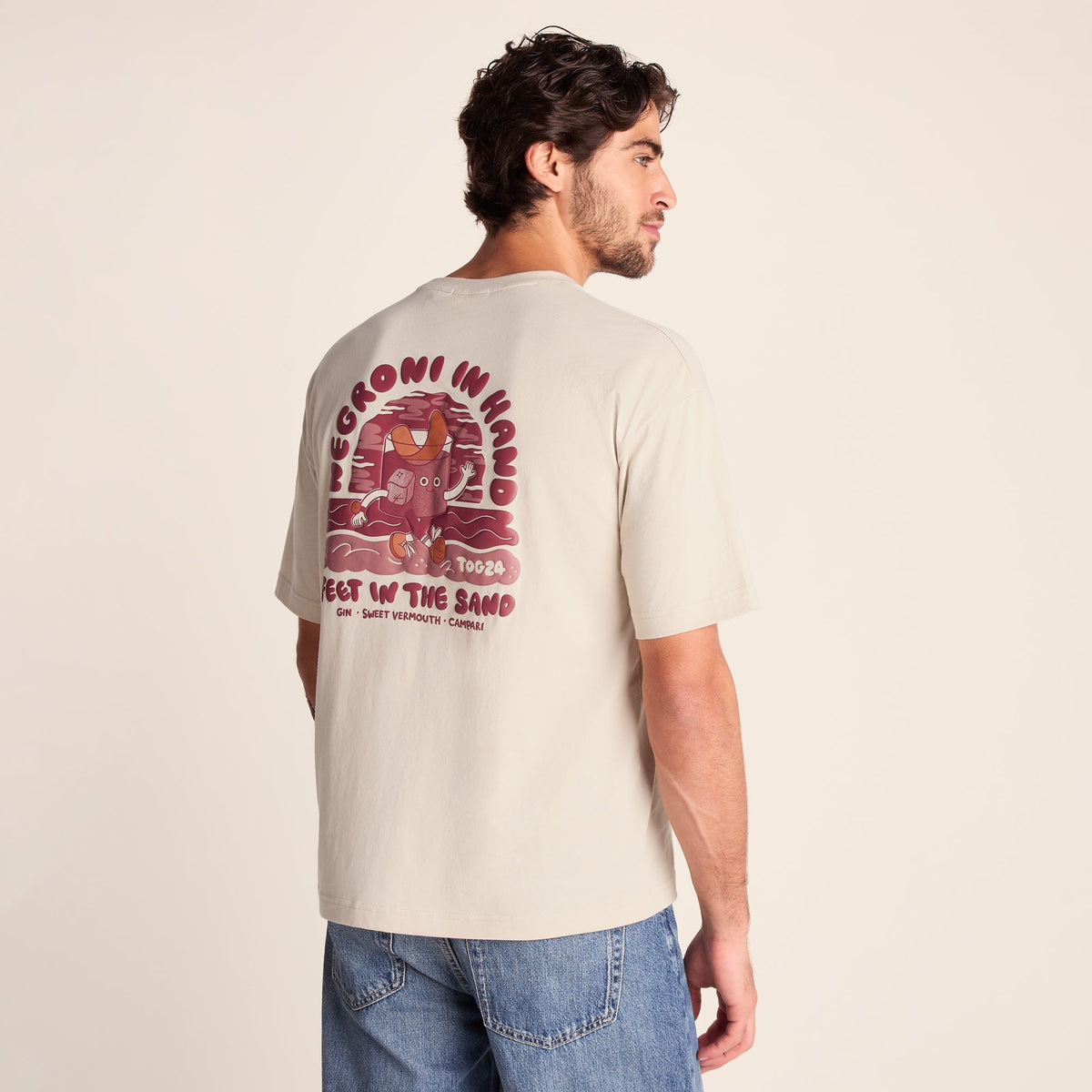 Negroni Mens Relaxed Fit 100% Cotton Supersoft Hattie Clark T-Shirt - Warm Cloud - Image 2