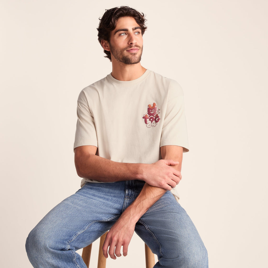 Negroni Mens Relaxed Fit 100% Cotton Supersoft Hattie Clark T-Shirt - Warm Cloud - Image 3