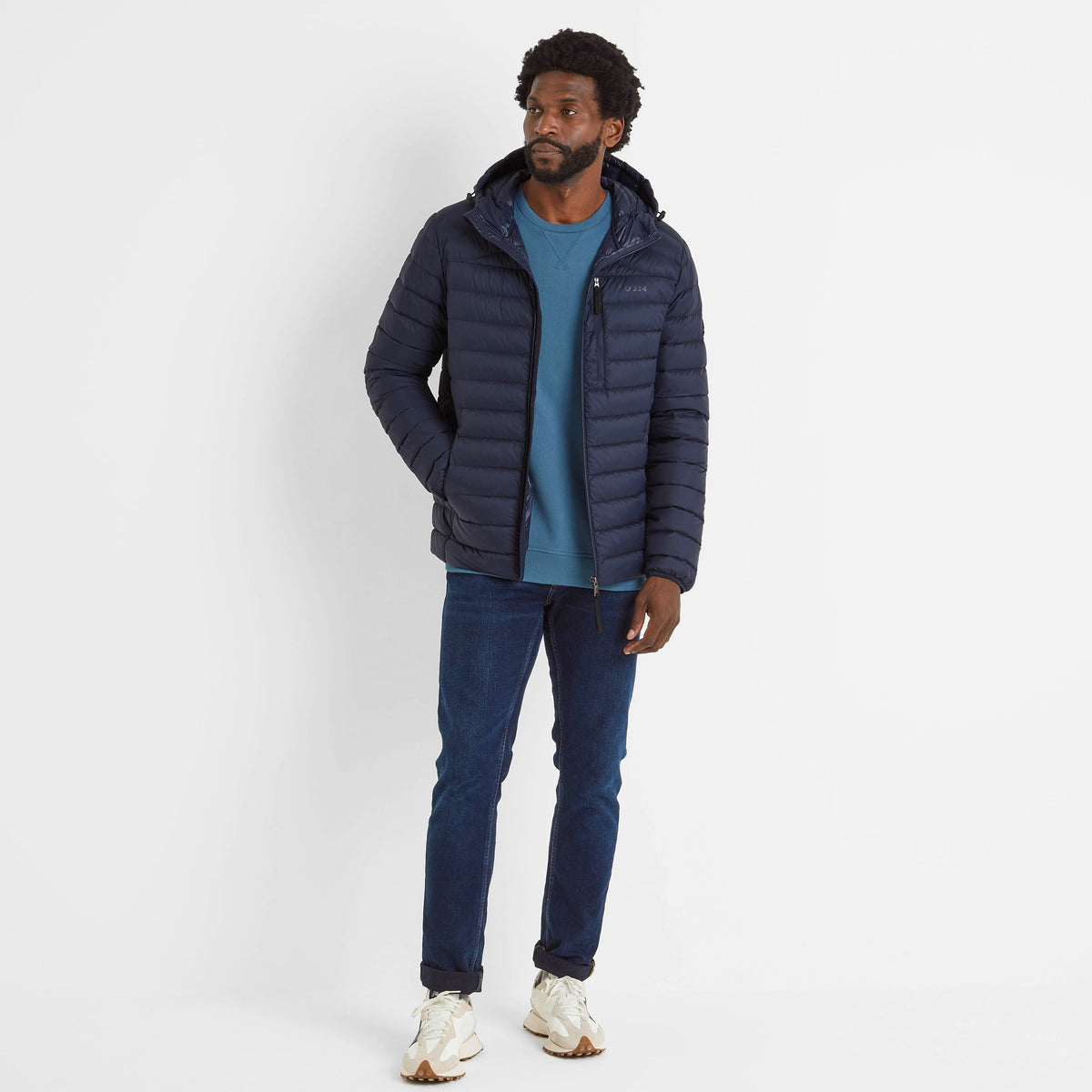North Mens RDS Certified Down Hooded Jacket - Dark Indigo - Image 2