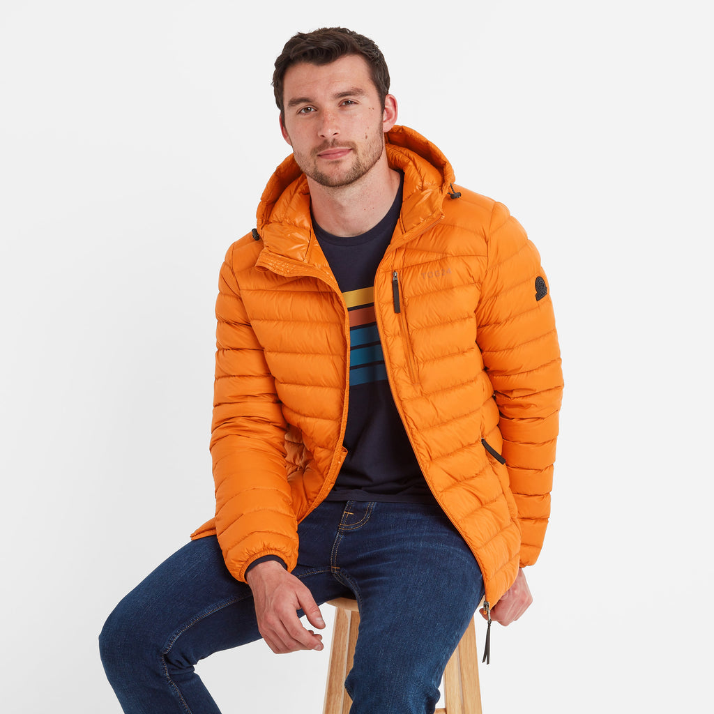 North Mens RDS Certified Down Hooded Jacket - Dark Orange - Image 4
