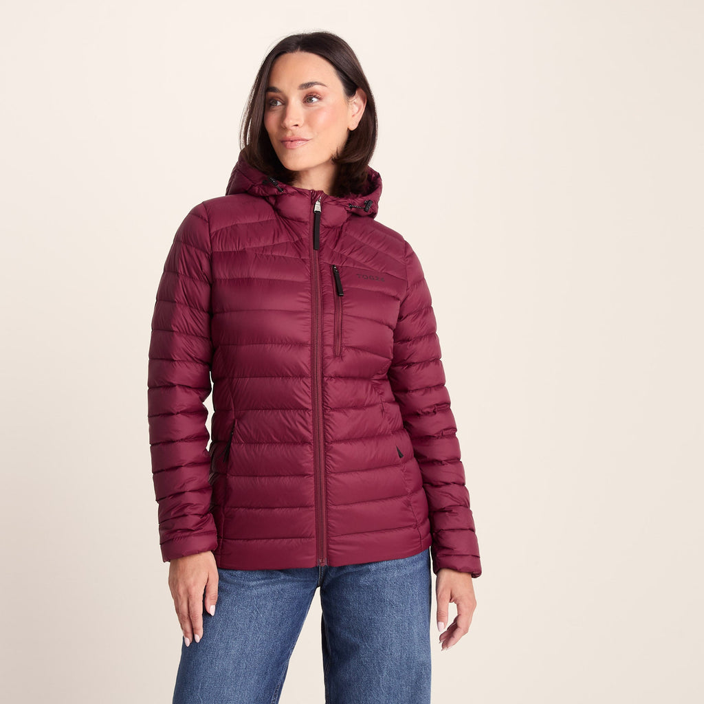 North Womens RDS Certified Down Hooded Jacket - Burgundy - Image 2