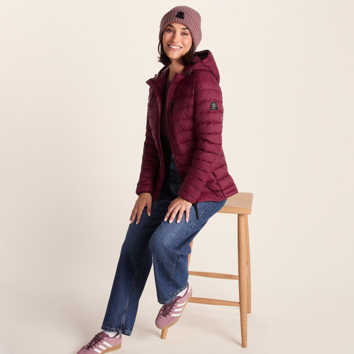 North Womens RDS Certified Down Hooded Jacket - Burgundy - Image 5