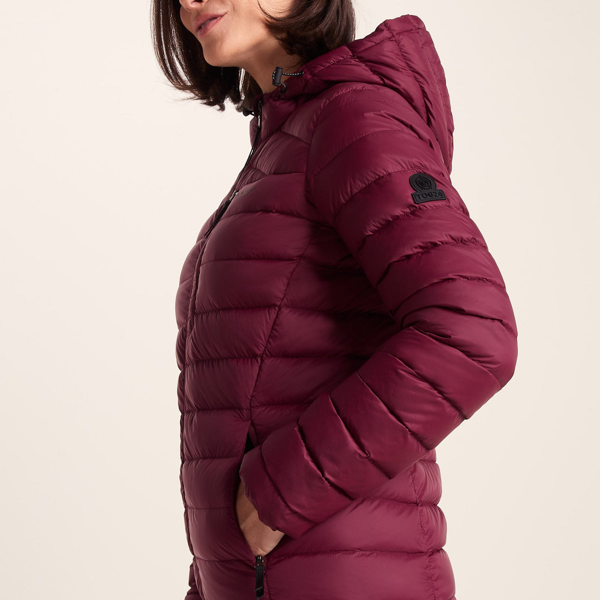 North Womens RDS Certified Down Hooded Jacket - Burgundy - Image 7