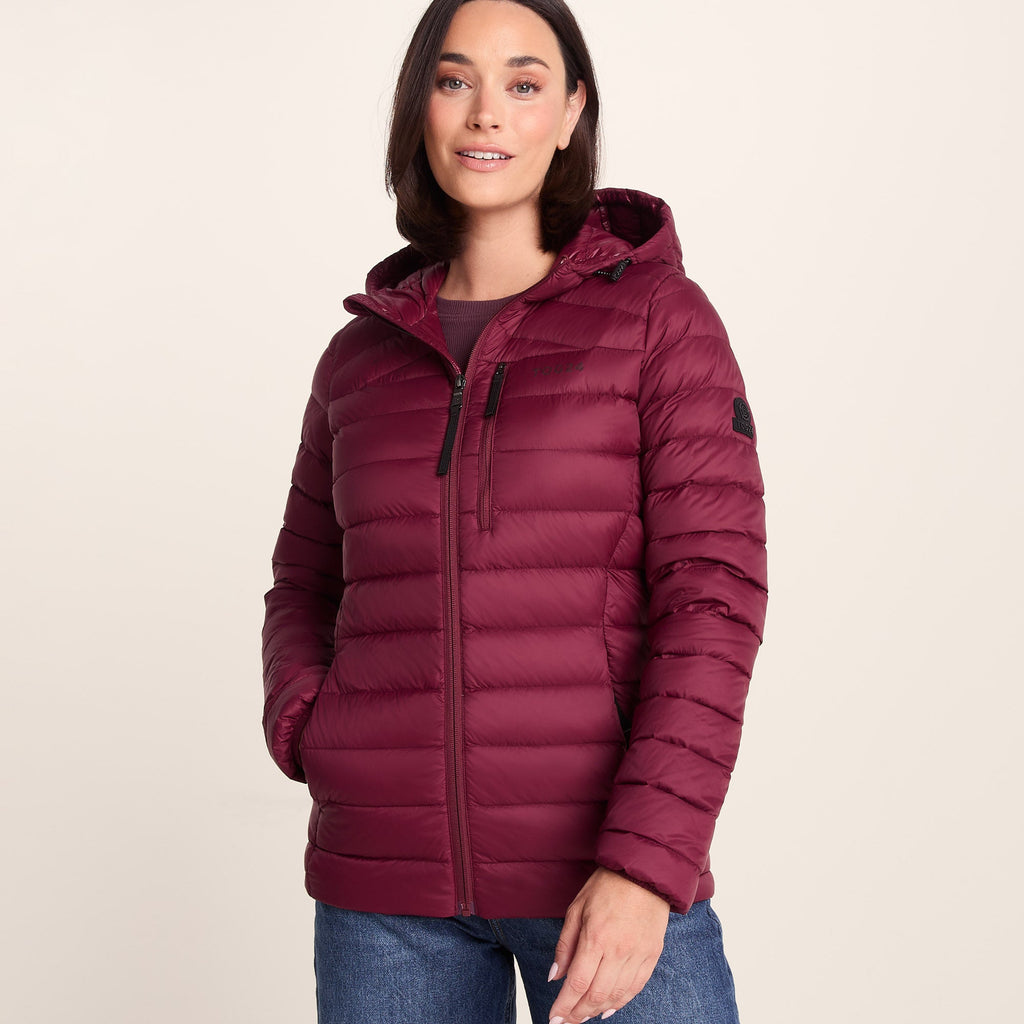 North Womens RDS Certified Down Hooded Jacket - Burgundy - Image 8