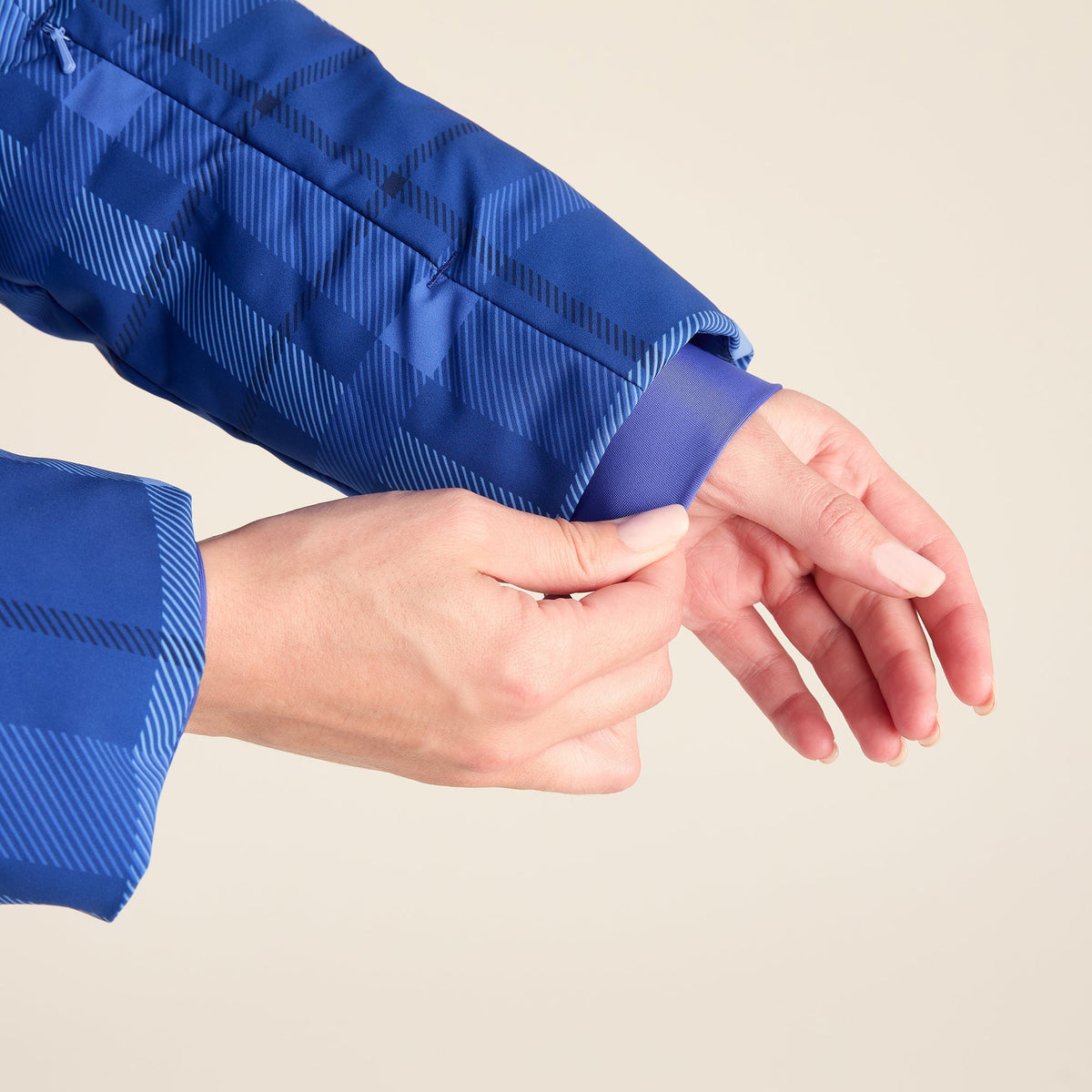 Orelle Womens Insulated Ski Jacket - Cobalt Blue Check - Image 13