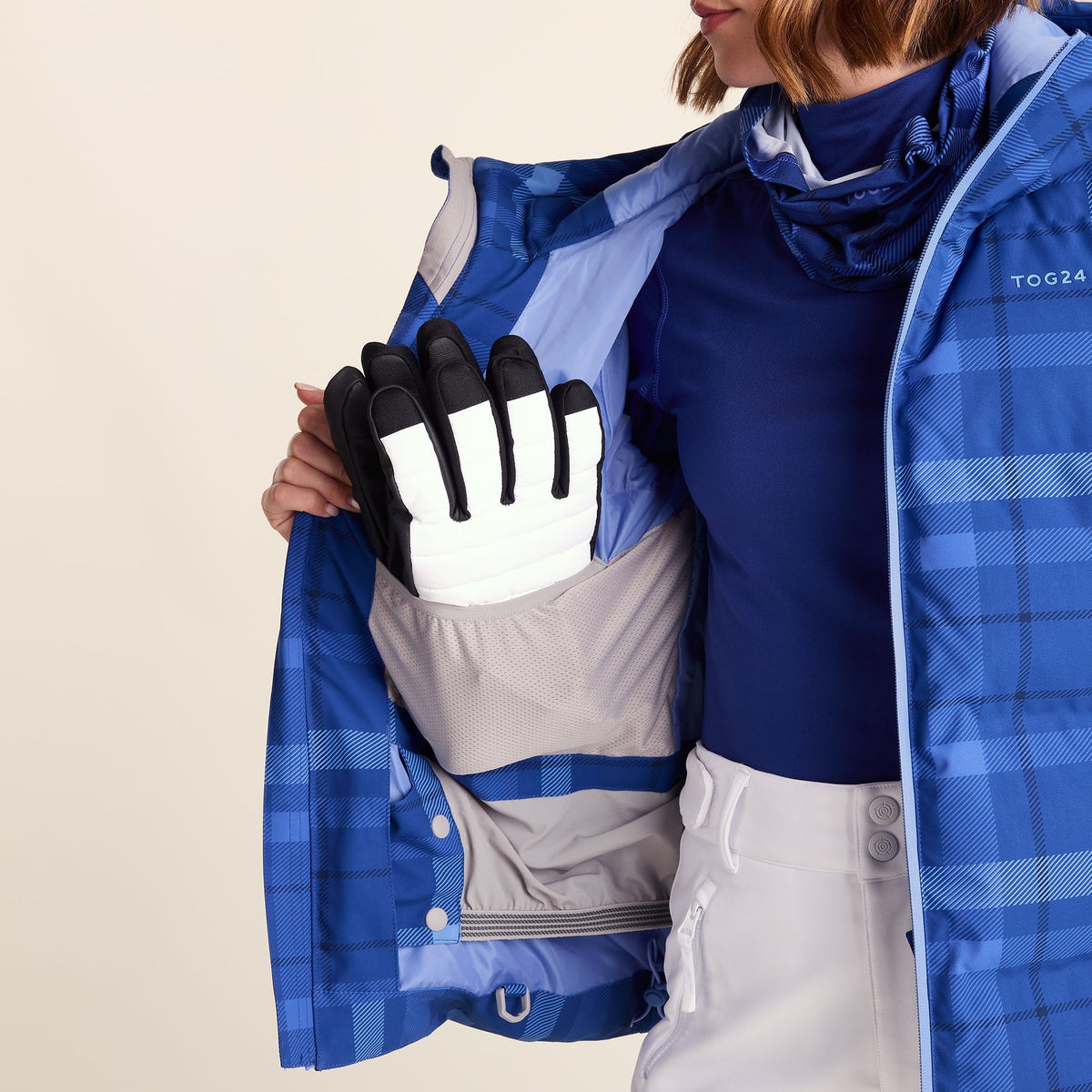 Orelle Womens Insulated Ski Jacket - Cobalt Blue Check - Image 16