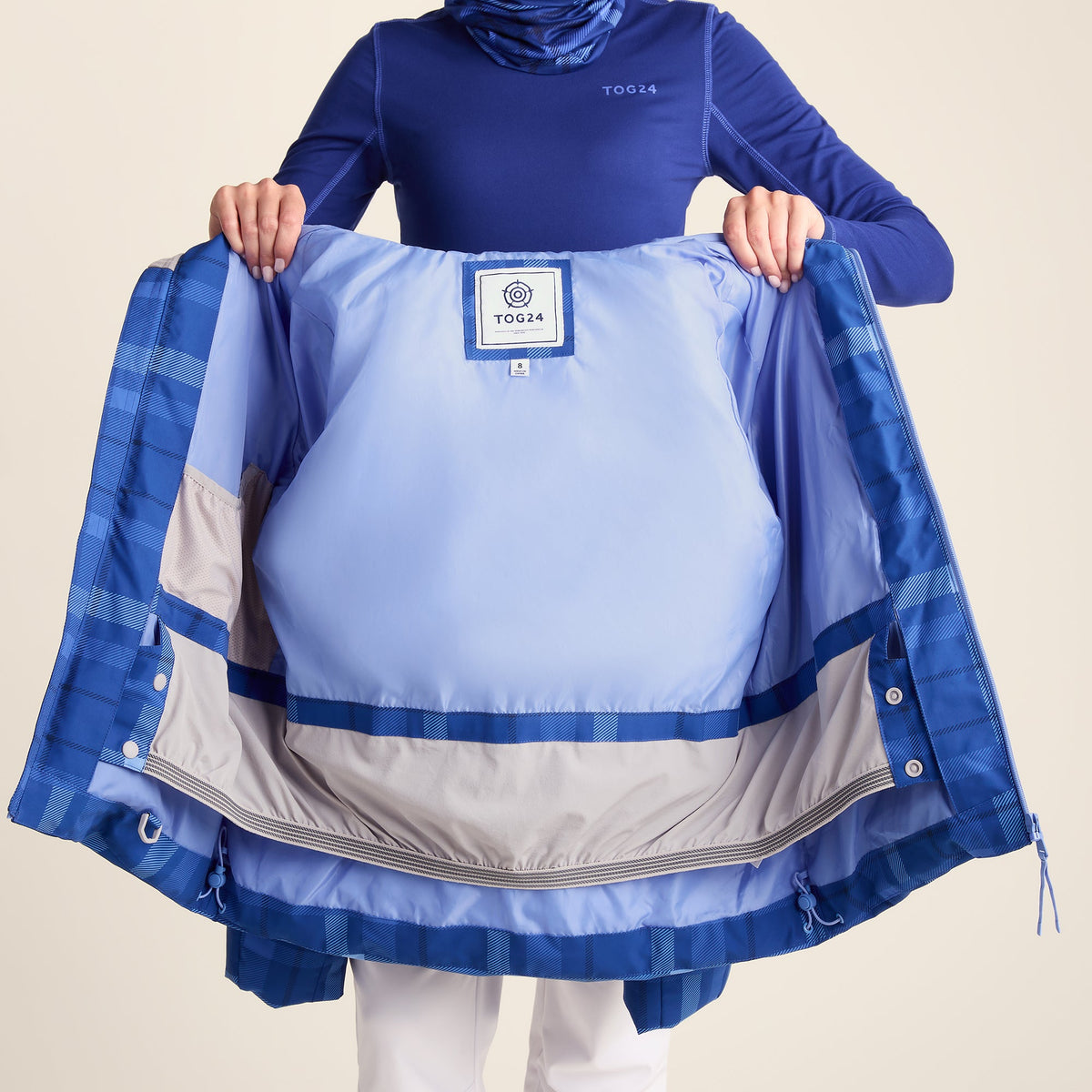Orelle Womens Insulated Ski Jacket - Cobalt Blue Check - Image 17