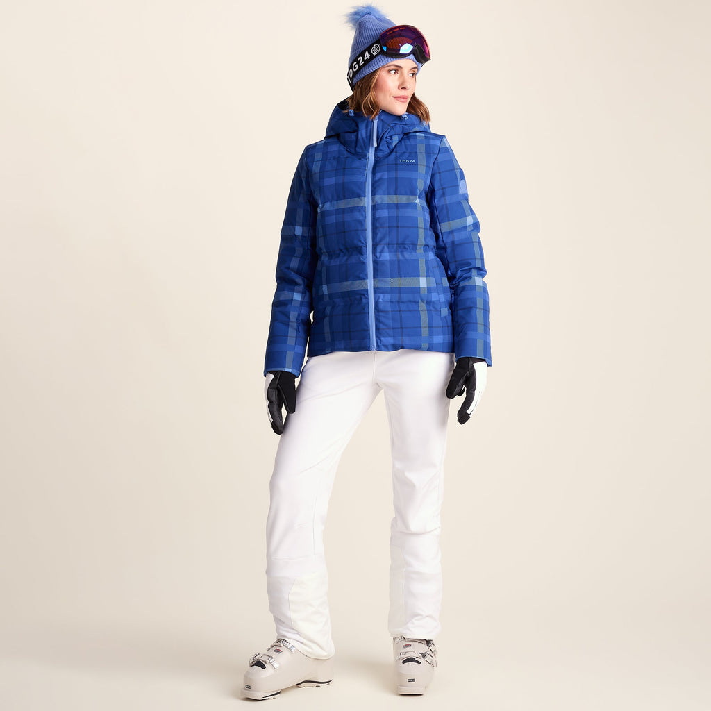 Orelle Womens Insulated Ski Jacket - Cobalt Blue Check - Image 2