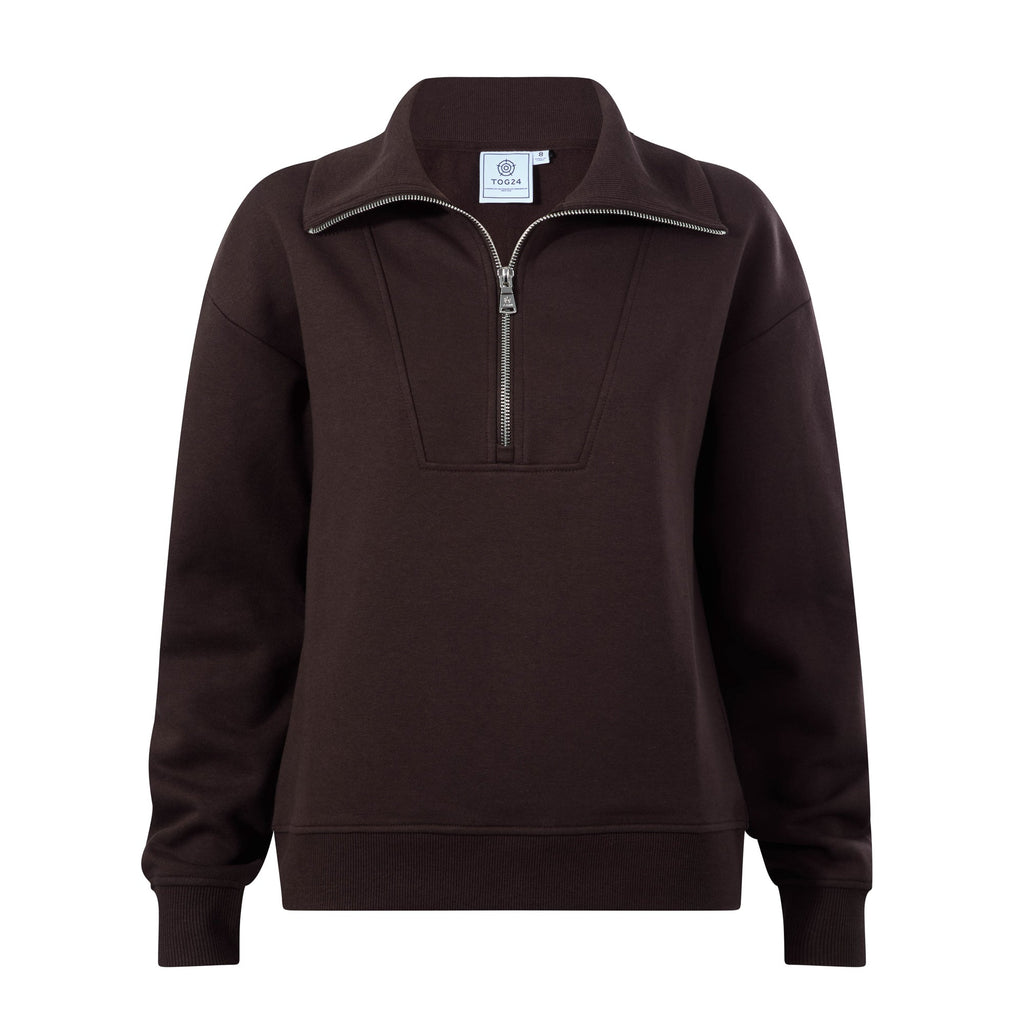 Paloma Womens Supersoft Zip Neck Sweatshirt - Chocolate Brown - Image 6