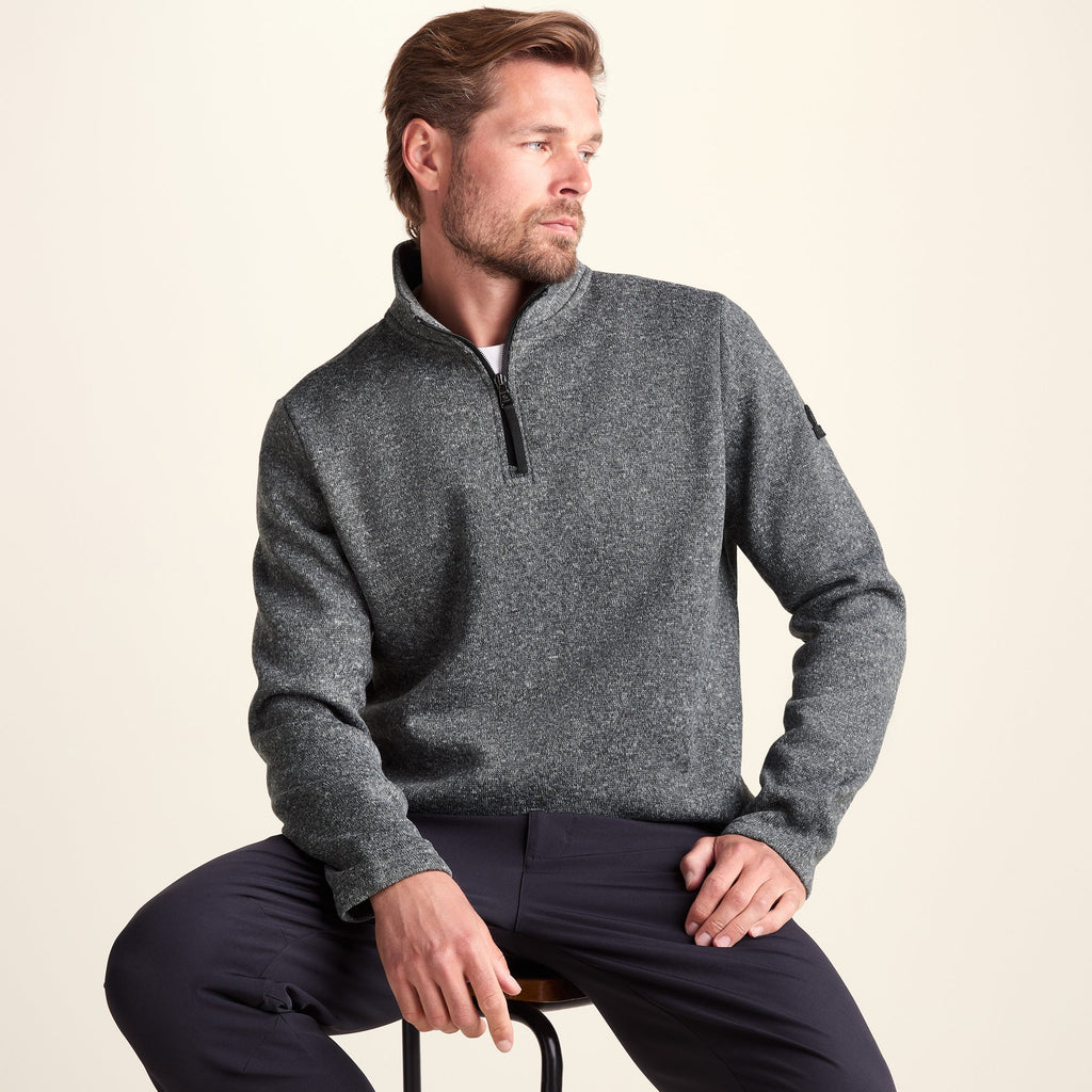 Pearson Mens Knitlook Quarter Zip Fleece - Dark Grey Marl - Image 4