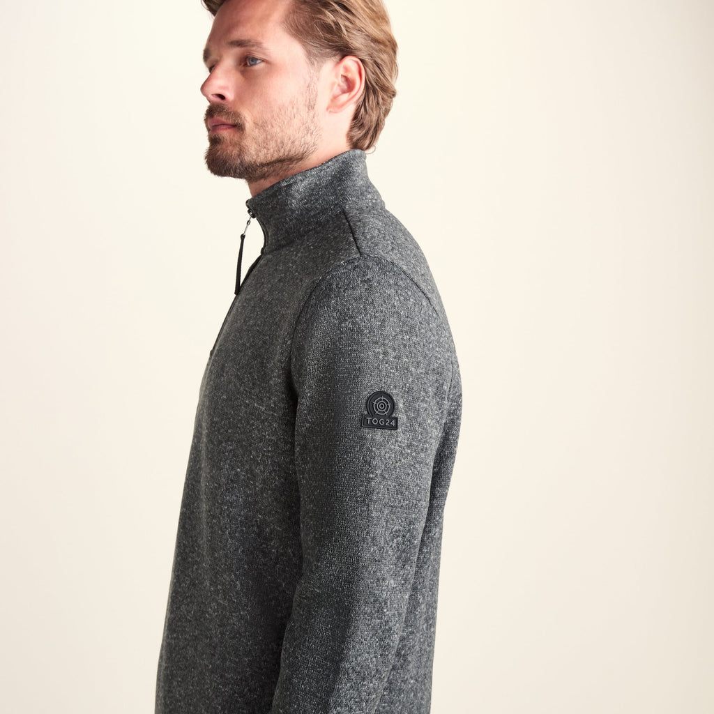 Pearson Mens Knitlook Quarter Zip Fleece - Dark Grey Marl - Image 6