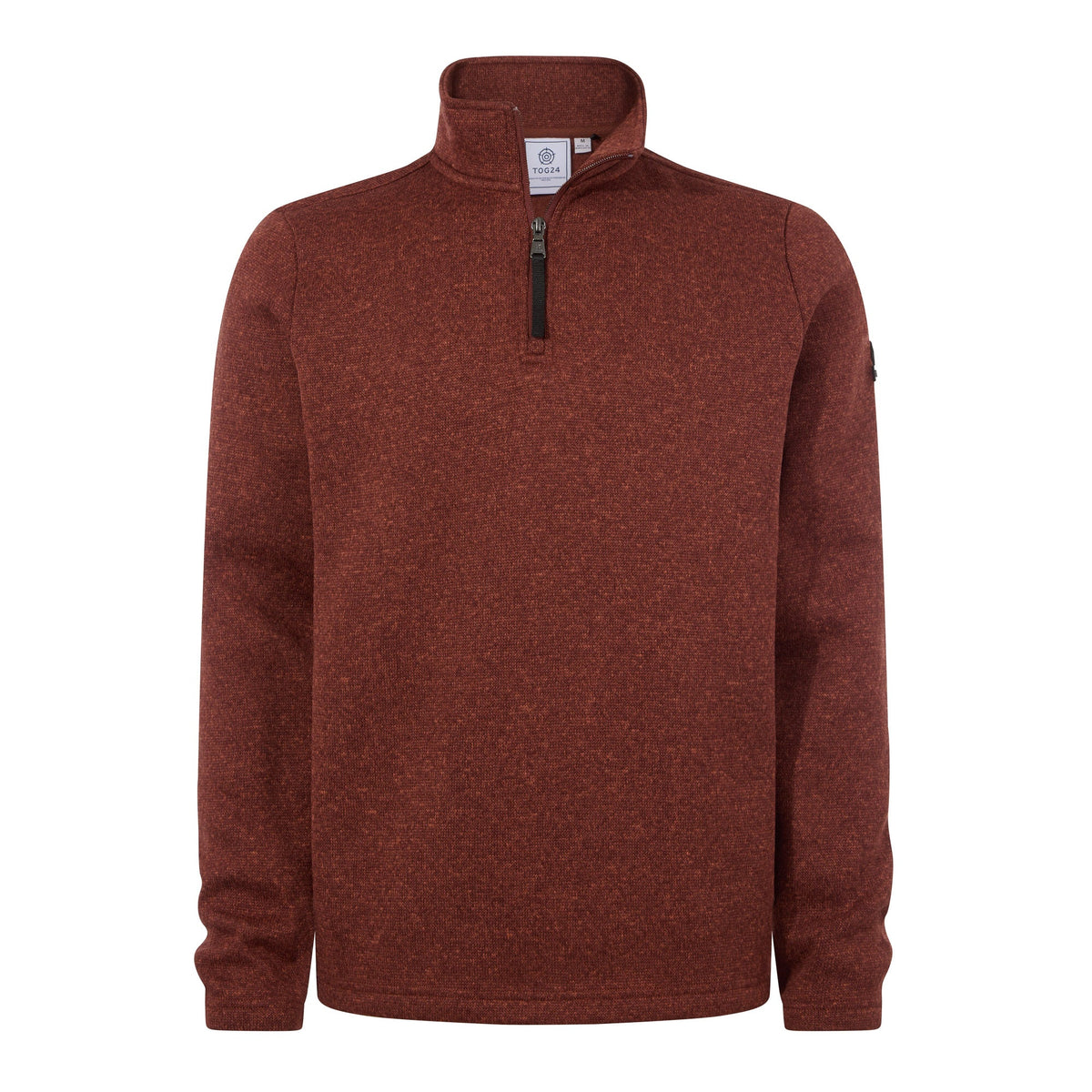 Pearson Mens Knitlook Quarter Zip Fleece - Burnt Caramel - Image 7