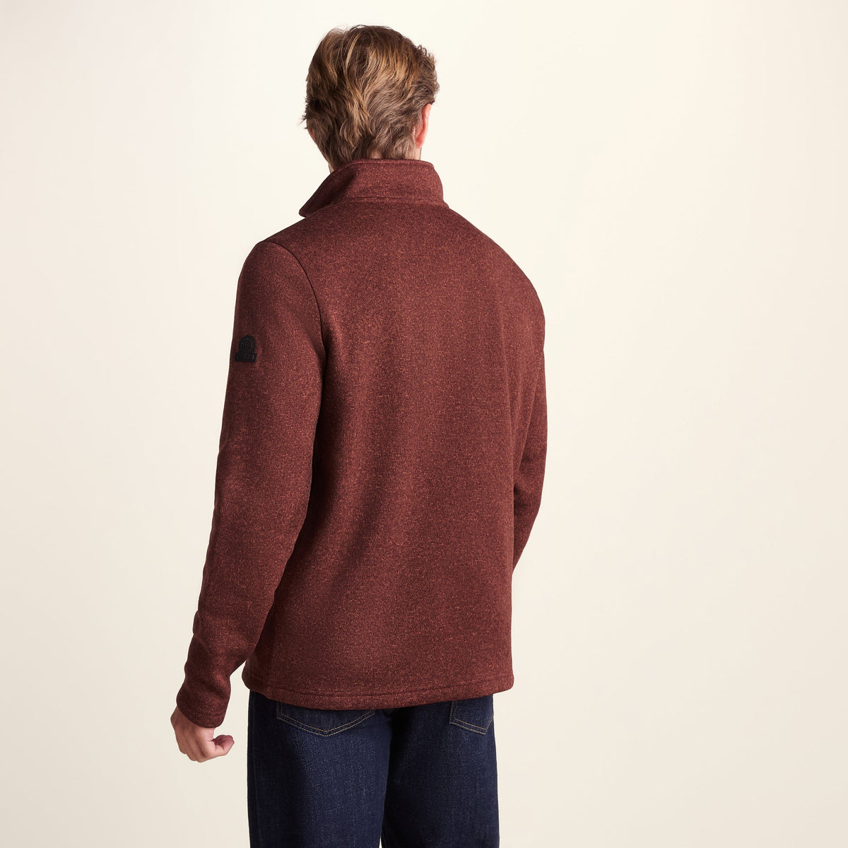 Pearson Mens Knitlook Quarter Zip Fleece - Burnt Caramel - Image 3