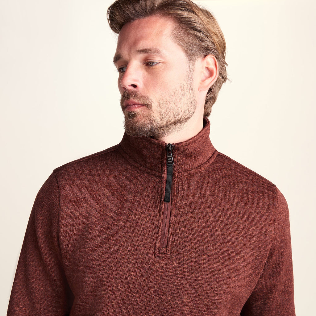 Pearson Mens Knitlook Quarter Zip Fleece - Burnt Caramel - Image 5