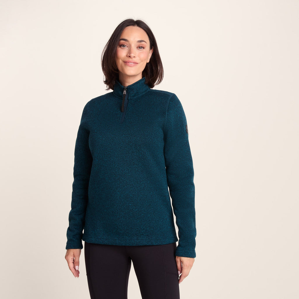 Pearson Womens Knitlook Quarter Zip Fleece - Deep Teal Marl - Image 5