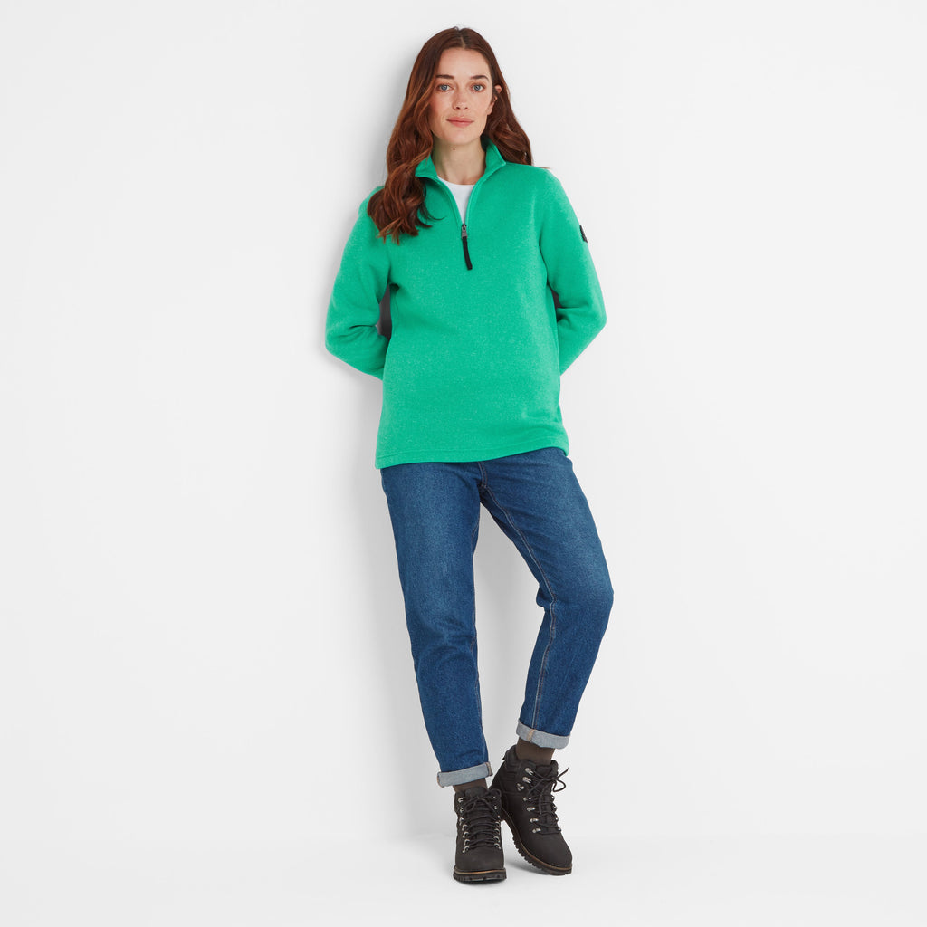 Pearson Womens Knitlook Quarter Zip Fleece - Jade Marl - Image 2
