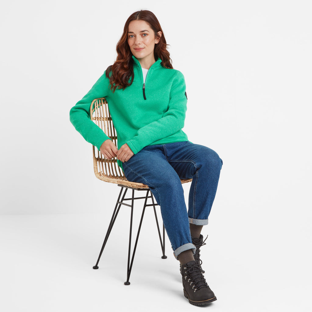 Pearson Womens Knitlook Quarter Zip Fleece - Jade Marl - Image 4