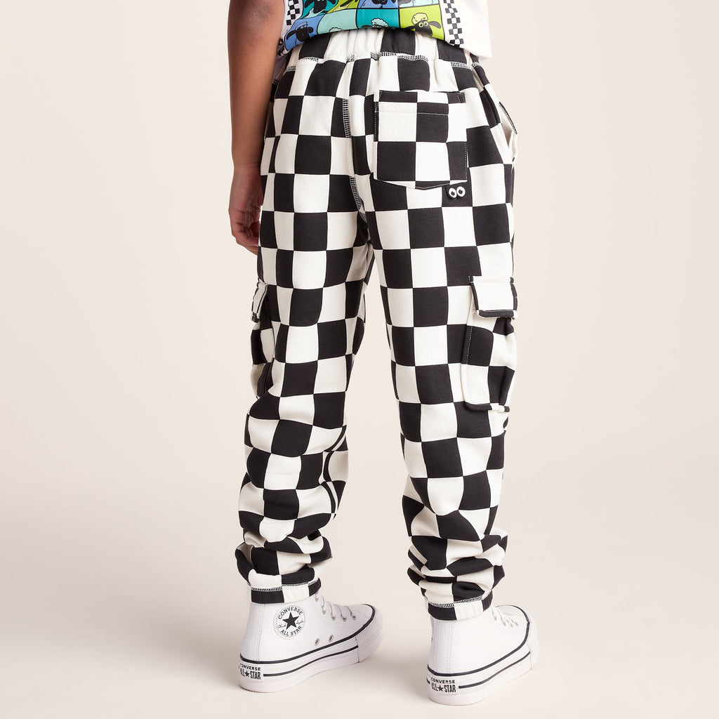 Polypay Kids Shaun the Sheep Sweat Pant - Black Woolly Checkerboard - Image 3