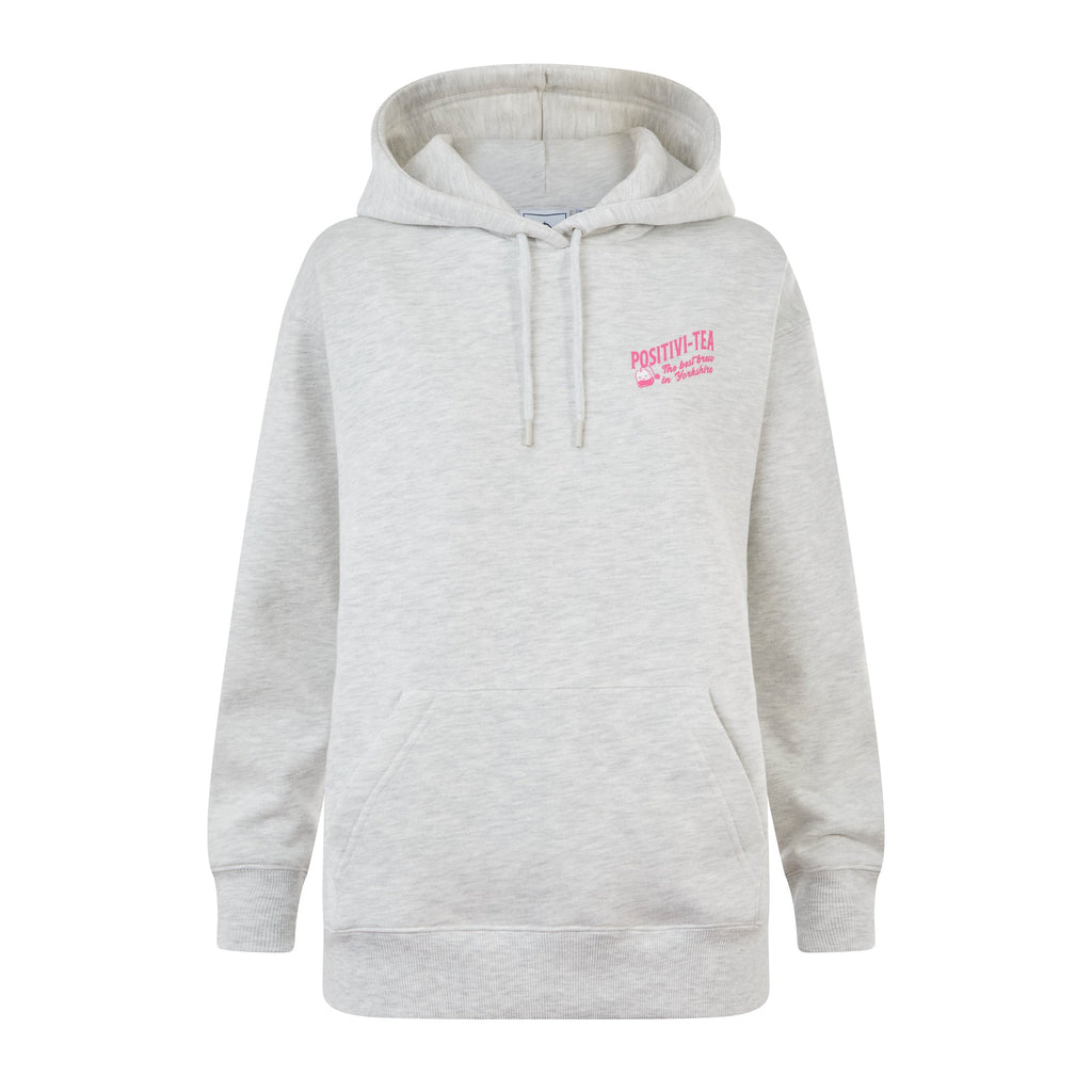 Positivity Womens Supersoft Heavyweight Graphic Print Hoodie - Ice Grey Melange - Image 7