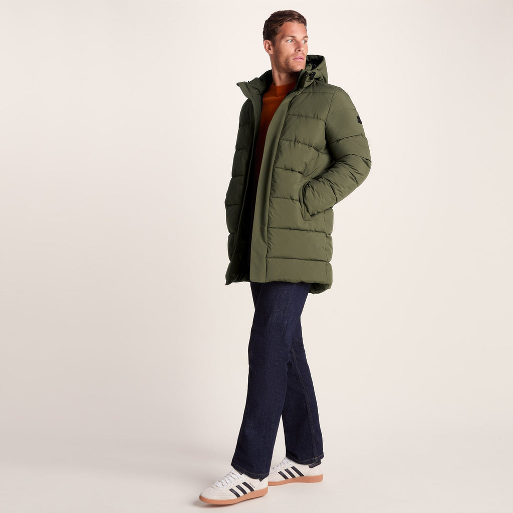 Preece Mens Long Shower Resistant Insulated Jacket - Khaki - Image 3
