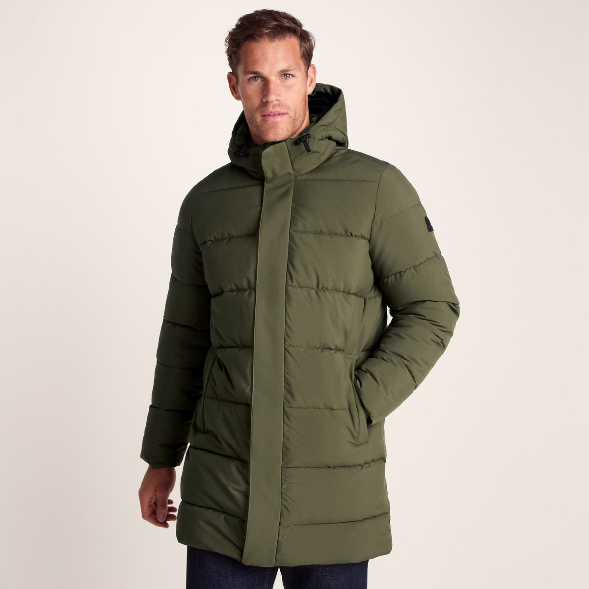 Preece Mens Long Shower Resistant Insulated Jacket - Khaki - Image 2
