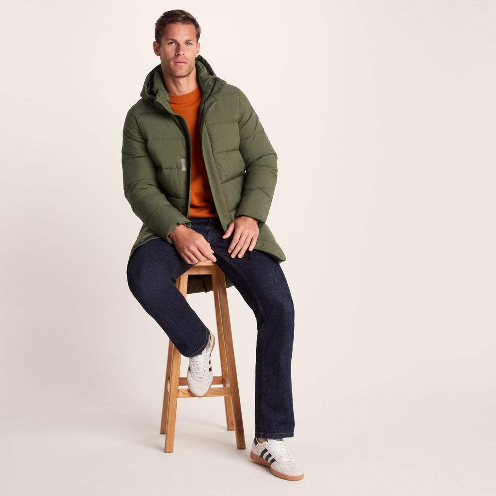 Preece Mens Long Shower Resistant Insulated Jacket - Khaki - Image 5