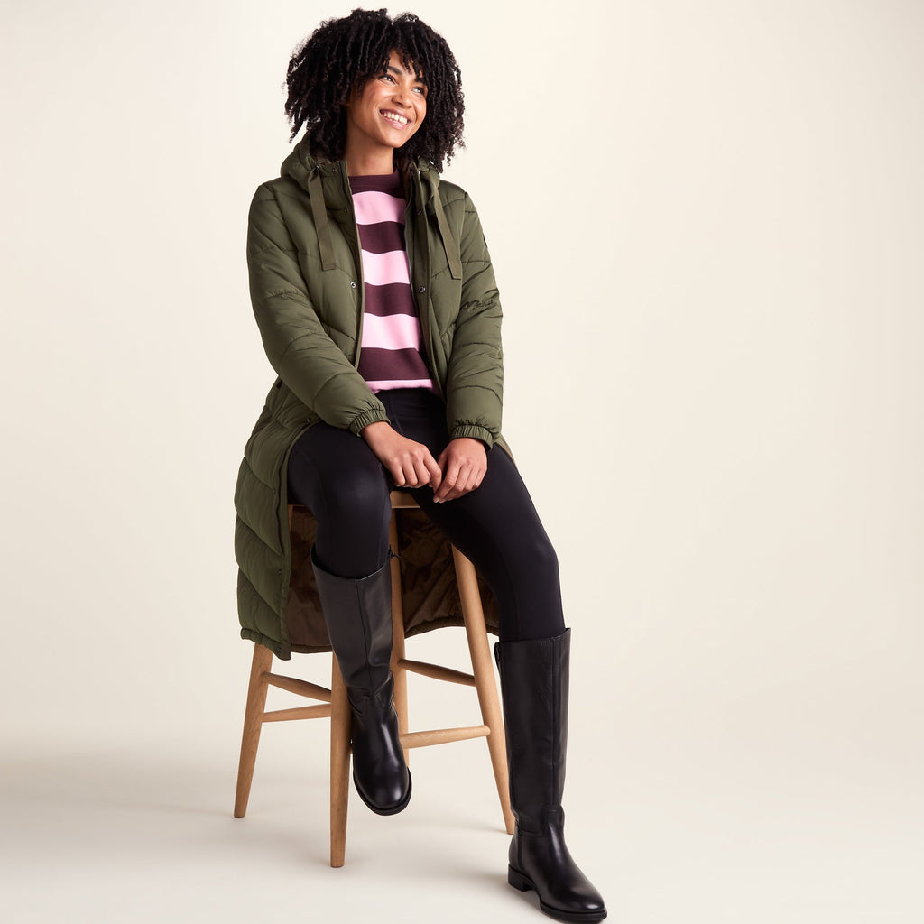 Raleigh Womens Long Insulated Jacket - Khaki - Image 5