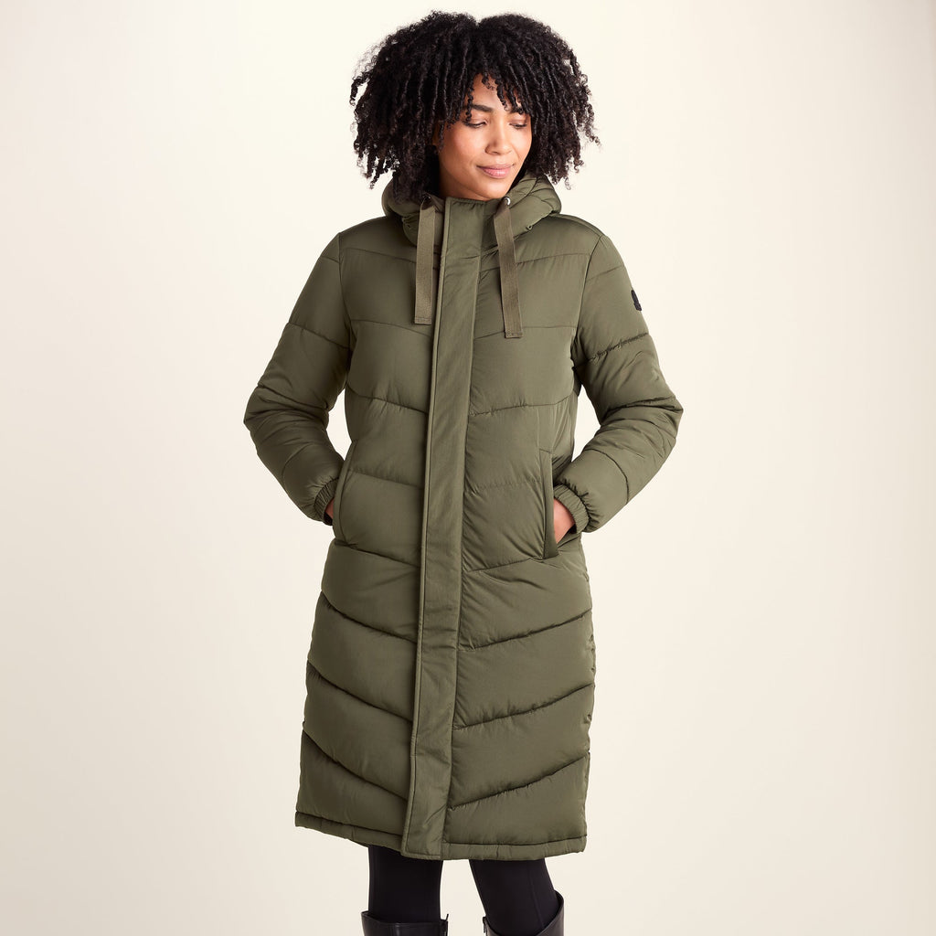 Raleigh Womens Long Insulated Jacket - Khaki - Image 8