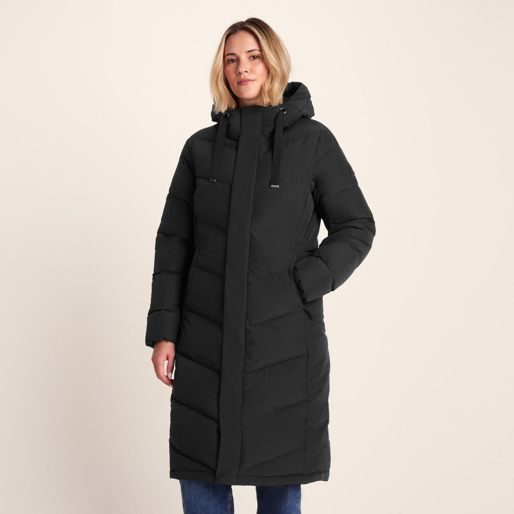 Raleigh Luxe Womens Long Shower Resistant Down Insulated Jacket - Black - Image 3