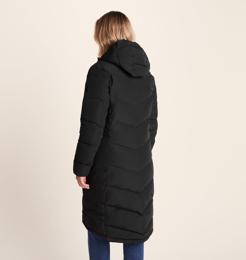 Raleigh Luxe Womens Long Shower Resistant Down Insulated Jacket - Black - Image 5