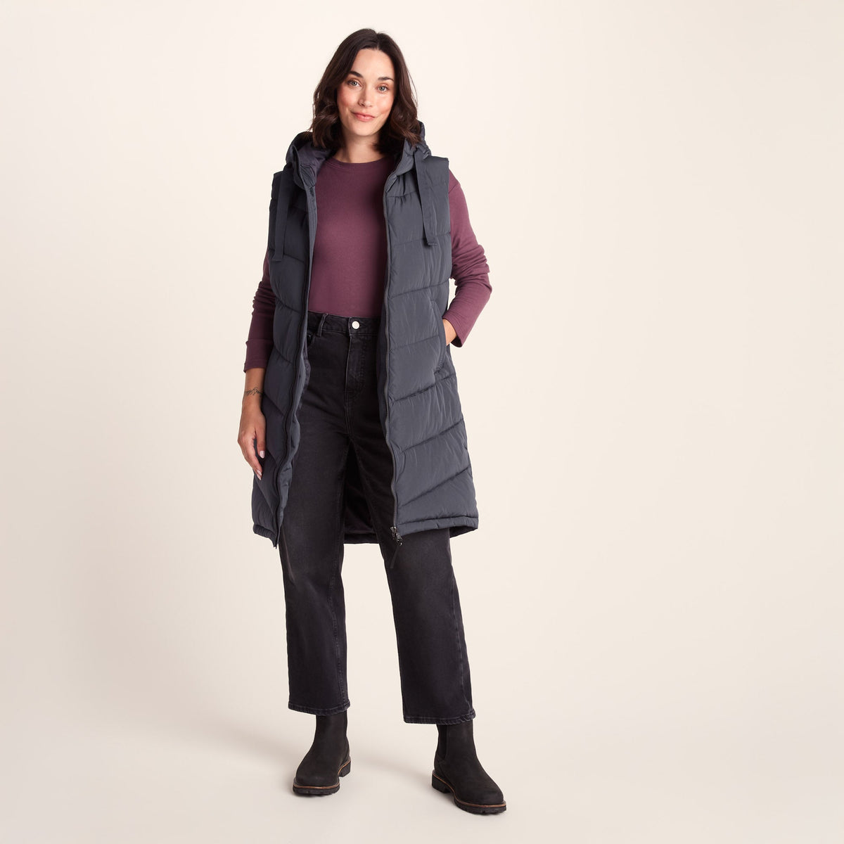 Ranskill Womens Long Insulated Gilet - Washed Blue - Image 2
