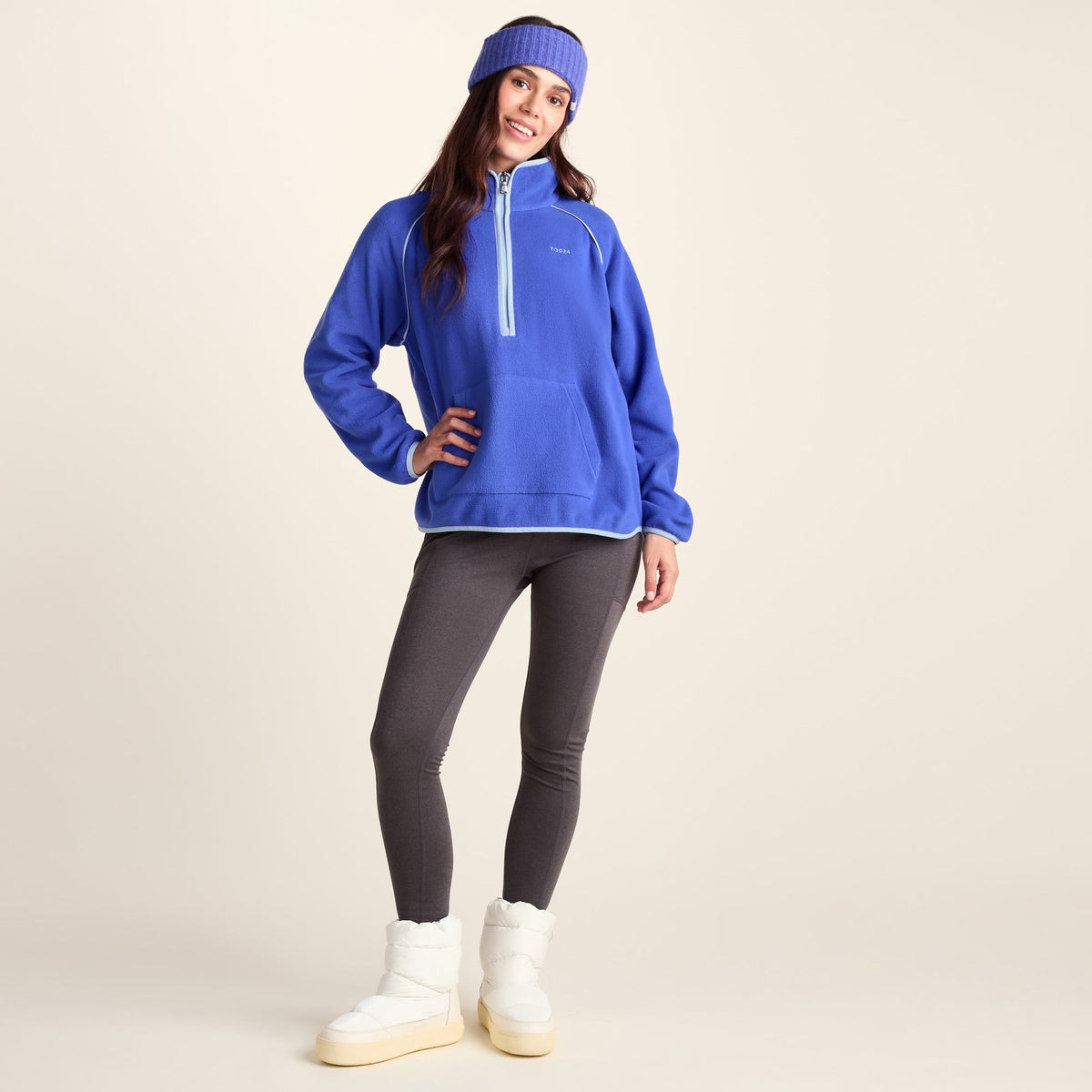 Rawson Womens Relaxed Fit Microfleece Zip Neck - Cobalt Blue - Image 2