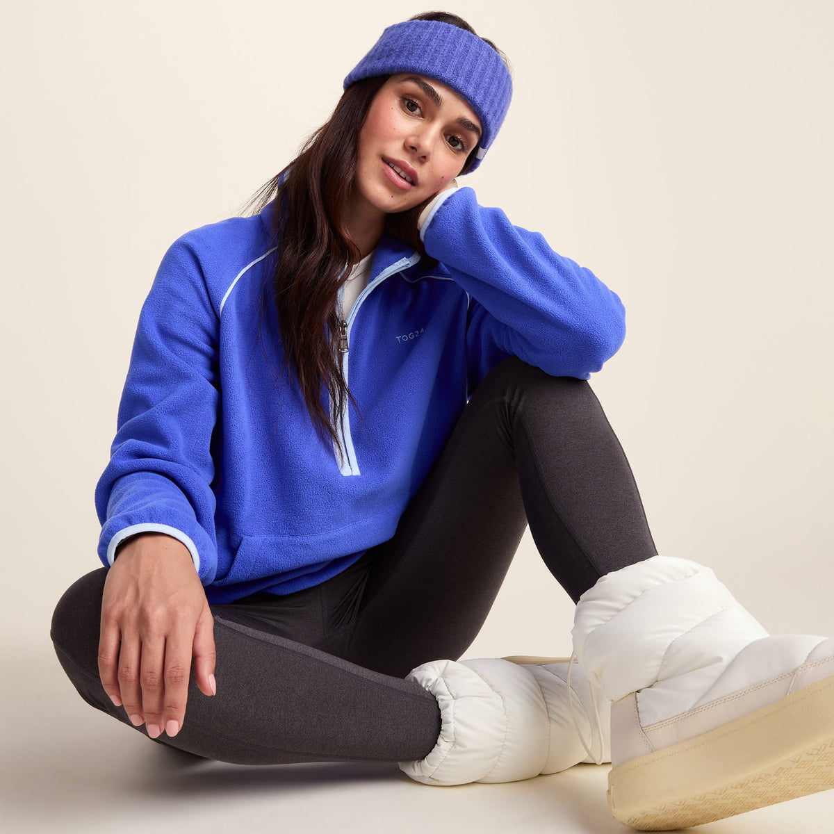 Rawson Womens Relaxed Fit Microfleece Zip Neck - Cobalt Blue - Image 4