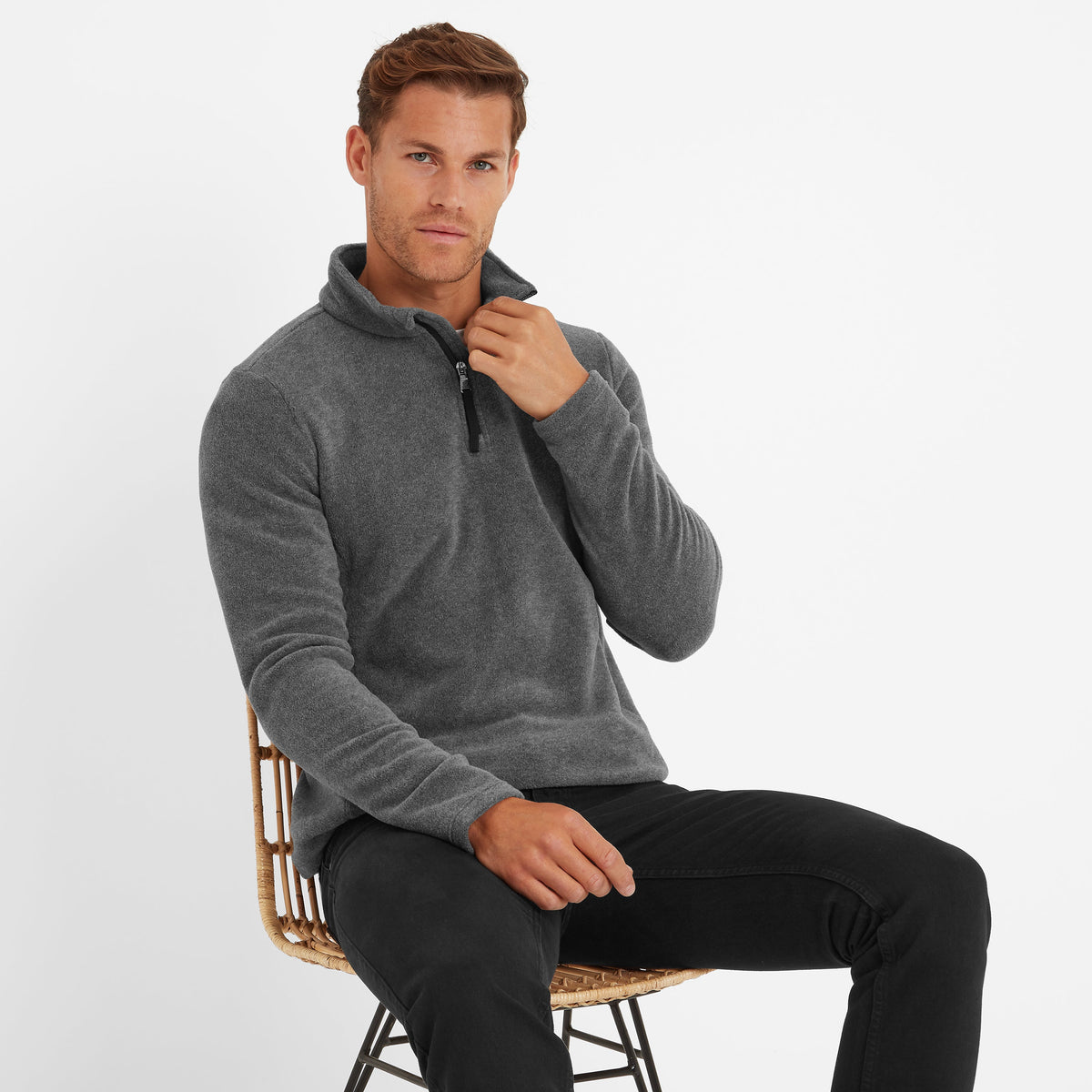 Revive Mens Quarter Zip Fleece - Grey Marl - Image 4