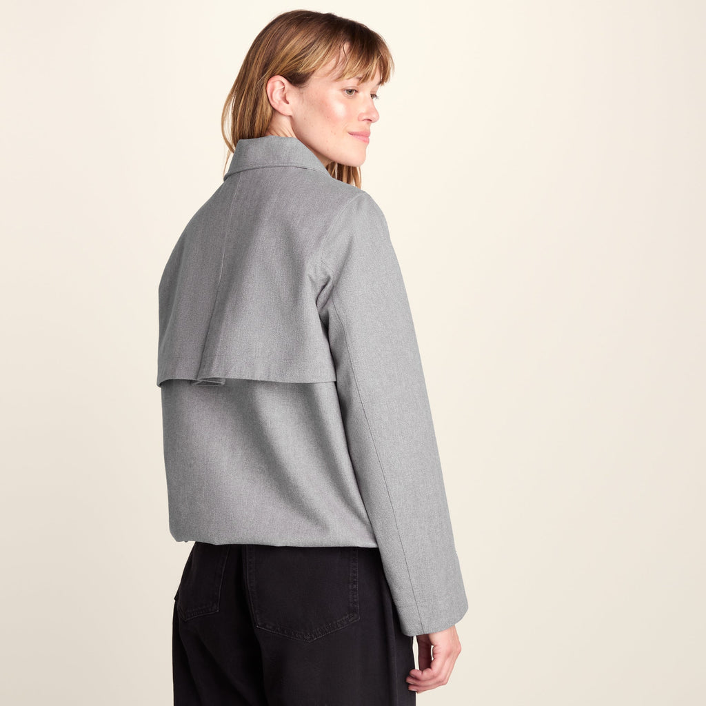 Robyn Womens Waterproof Short Trench Coat - Mid Grey Melange - Image 5