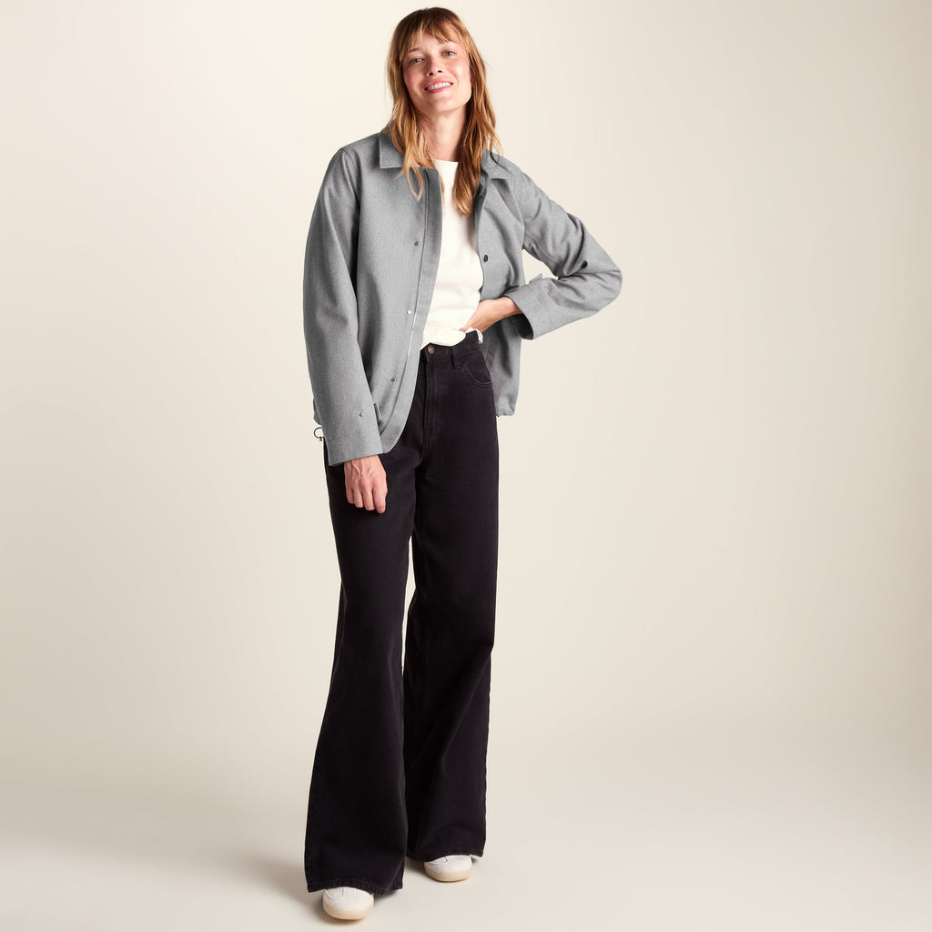 Robyn Womens Waterproof Short Trench Coat - Mid Grey Melange - Image 6