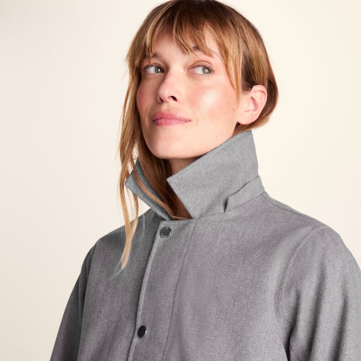 Robyn Womens Waterproof Short Trench Coat - Mid Grey Melange - Image 8