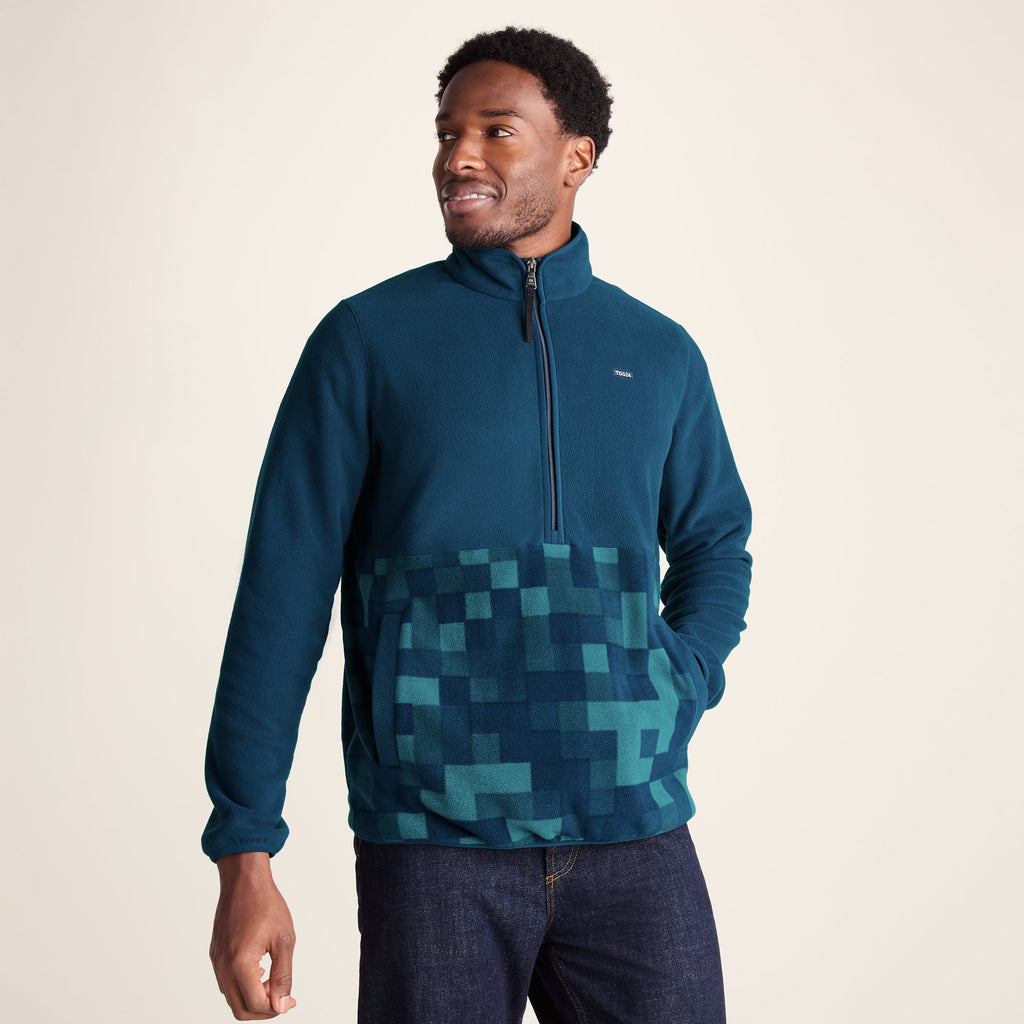 Ryle Mens Relaxed Fit Microfleece Zip Neck - Inky Blue - Image 2