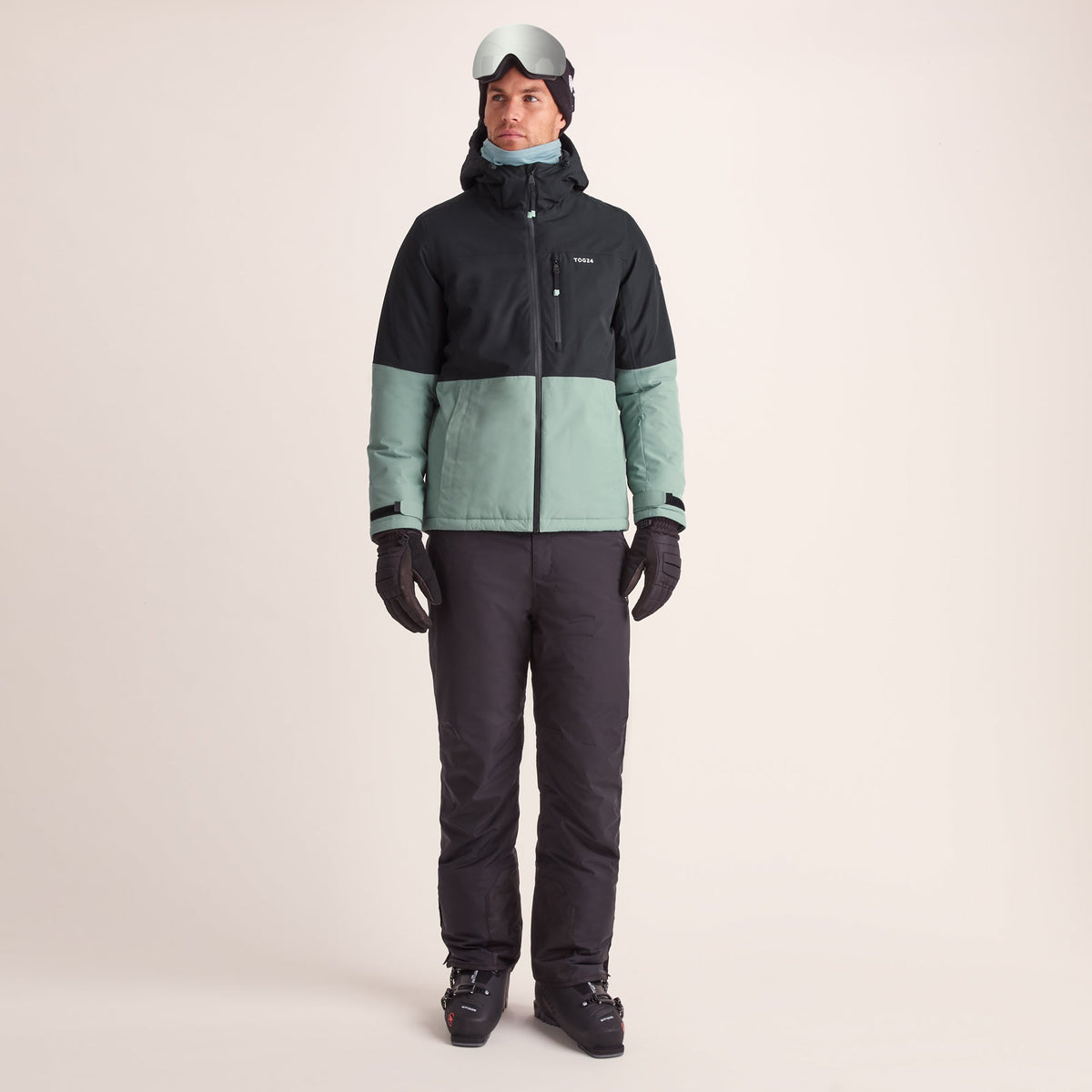 Samoens Mens Waterproof Ski Jacket - Steel Teal/Black - Image 2