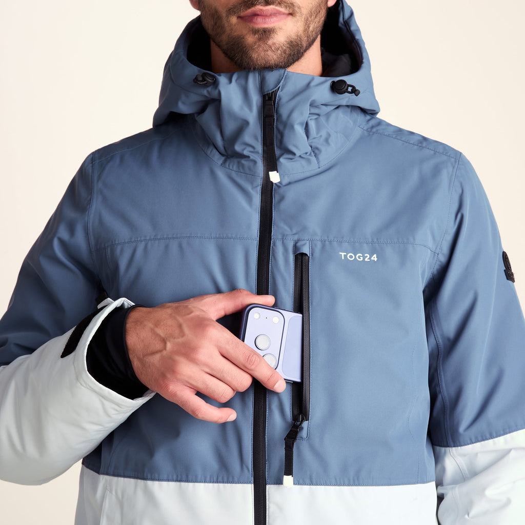 Samoens Mens Waterproof Ski Jacket - Steel Smokey Blue - Image 9