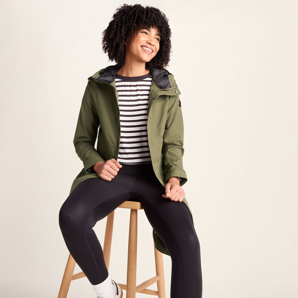 Saunter Womens Long Waterproof Jacket - Khaki - Image 6