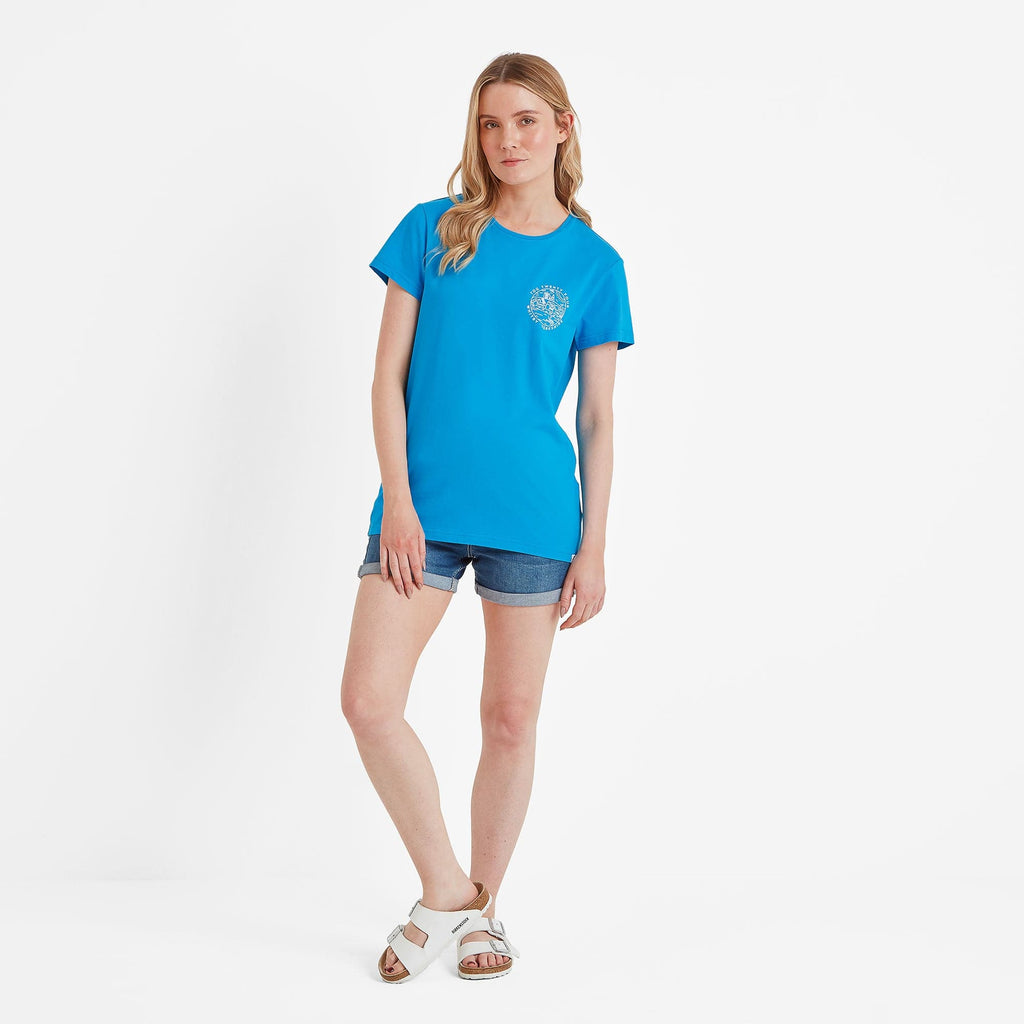 Seaside Womens 100% Cotton T-Shirt - Azure Blue - Image 2