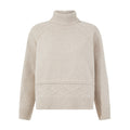 Serena Womens Cable Knit Roll Neck Jumper - Light Beige Melange - Image 9