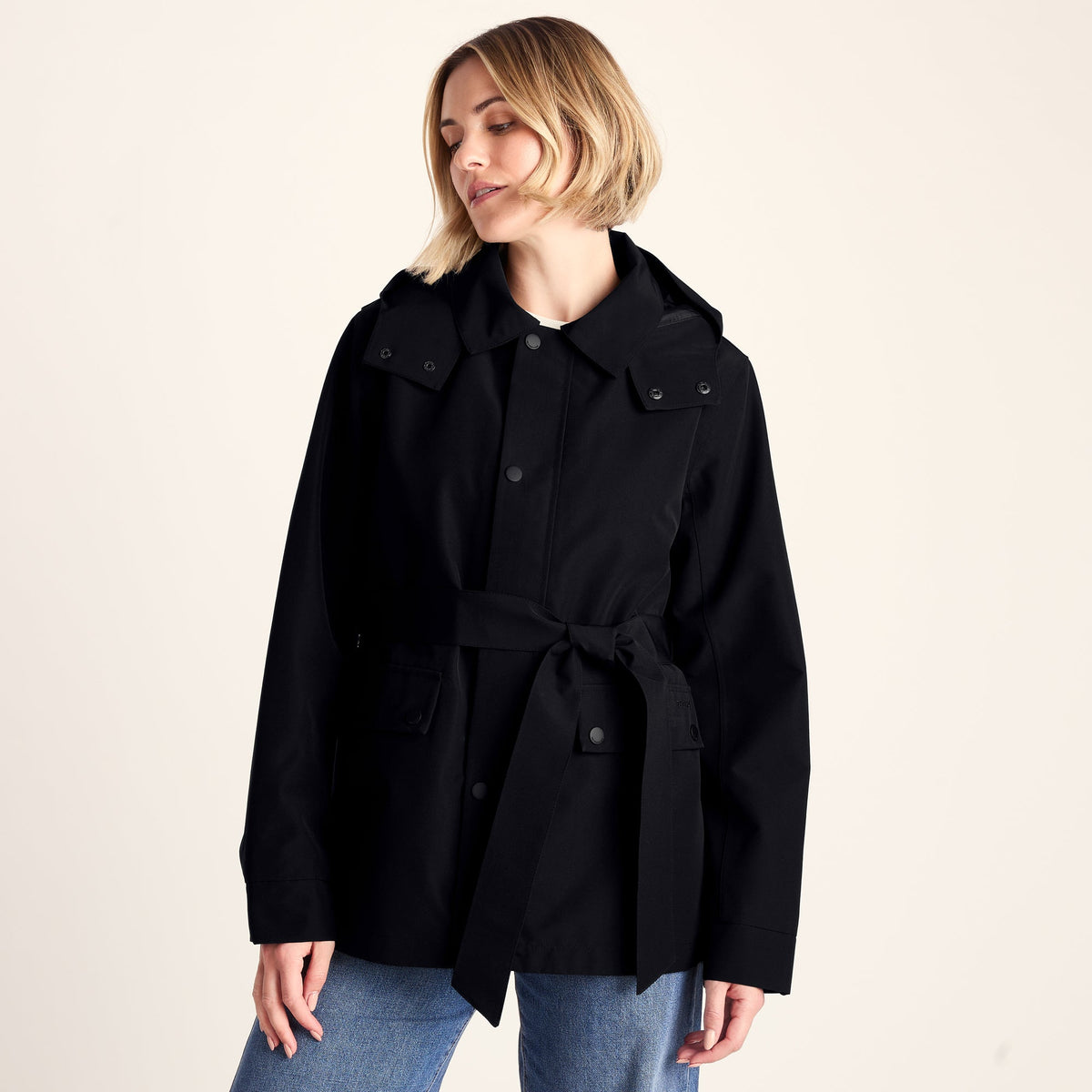 Shea Womens Waterproof Trench Coat - Black - Image 6
