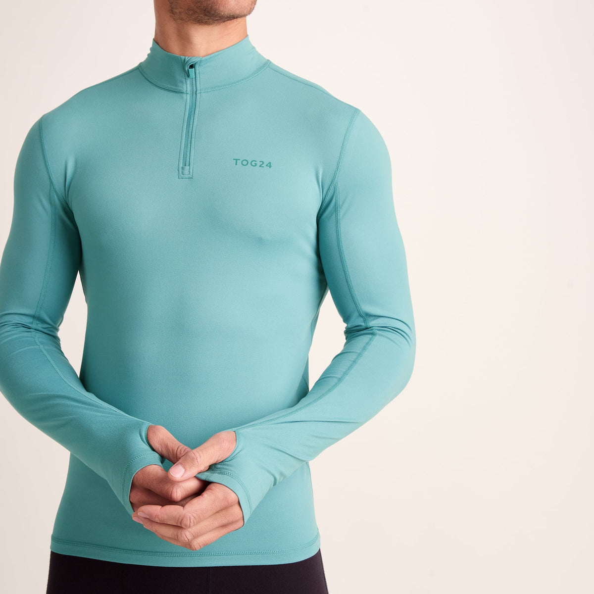 Snowdon Mens Thermal Quarter Zip Base Layer - Steel Teal - Image 6