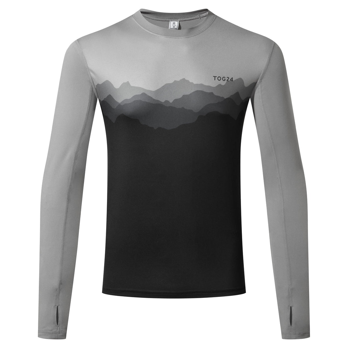 Snowdon Mens Thermal Crew Neck Base Layer - Grey Mountain Print - Image 7